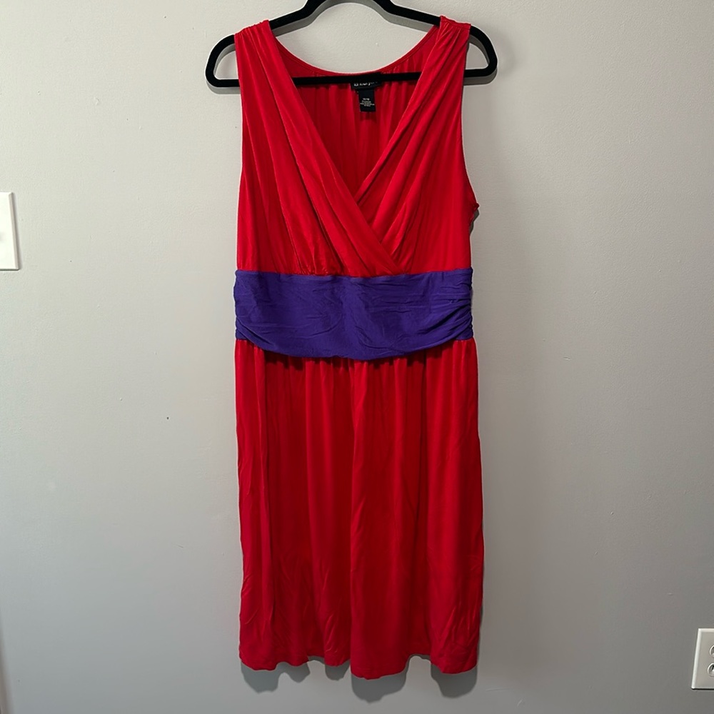 Lane Bryant Red and Purple Sleeveless Knit Dress 14/16